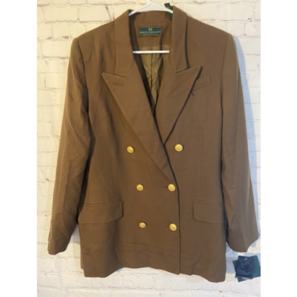 Embassy Row Classic Petites Brown Wool Blazer 14P NWT